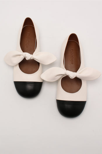 Ivory Finoacinque Lina Ribbon Maryjane flat shoes with bow detail, comfortable and stylish for casual or dressy wear.