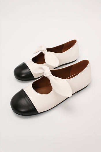 Ivory Finoacinque Lina Ribbon Maryjane flat shoes with decorative ribbon detail, stylish and comfortable for everyday wear.