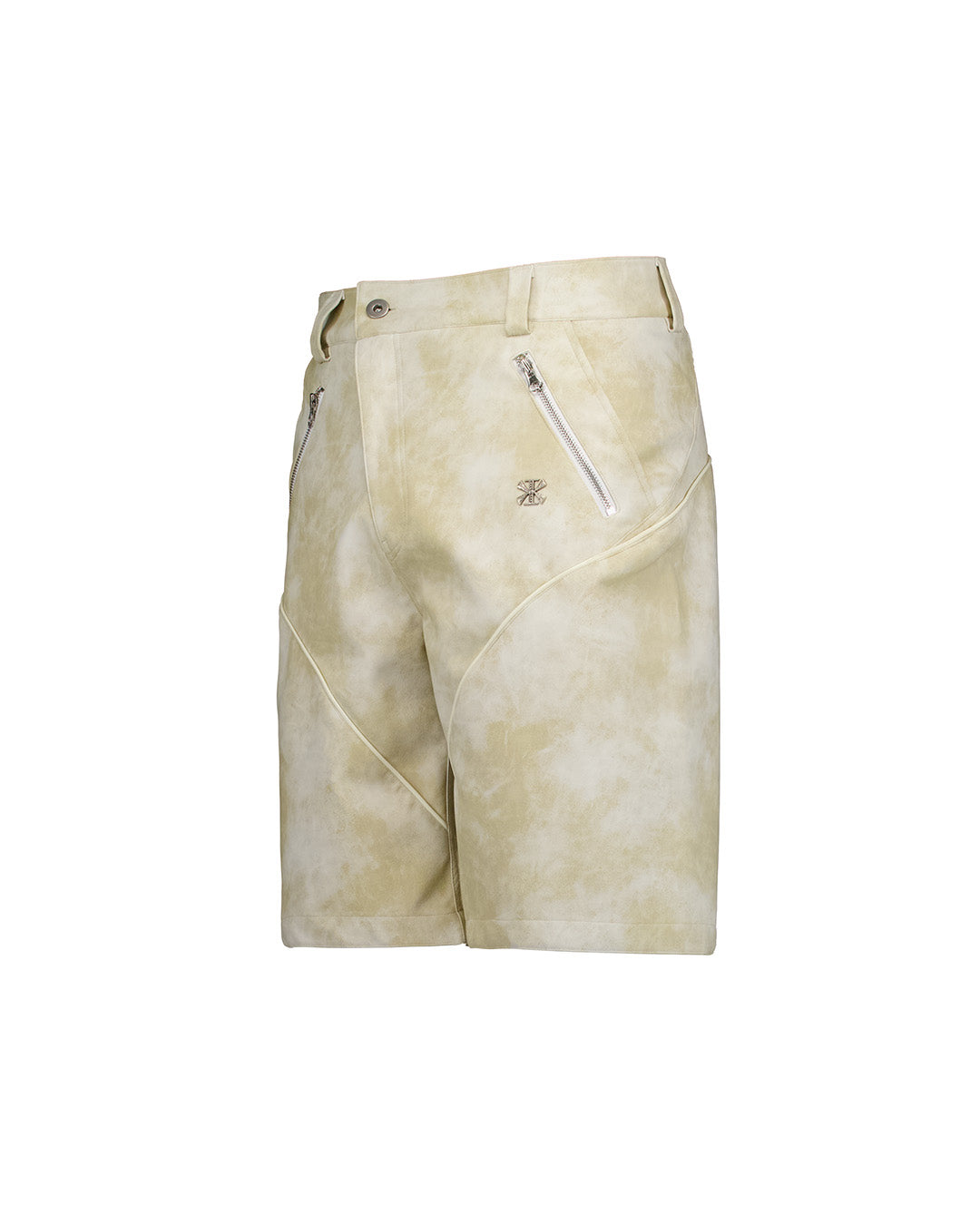KIMMICK Arrow Trajectory Piped Shorts in Cloudy Ivory, stylish bottoms with piped details and a relaxed fit.