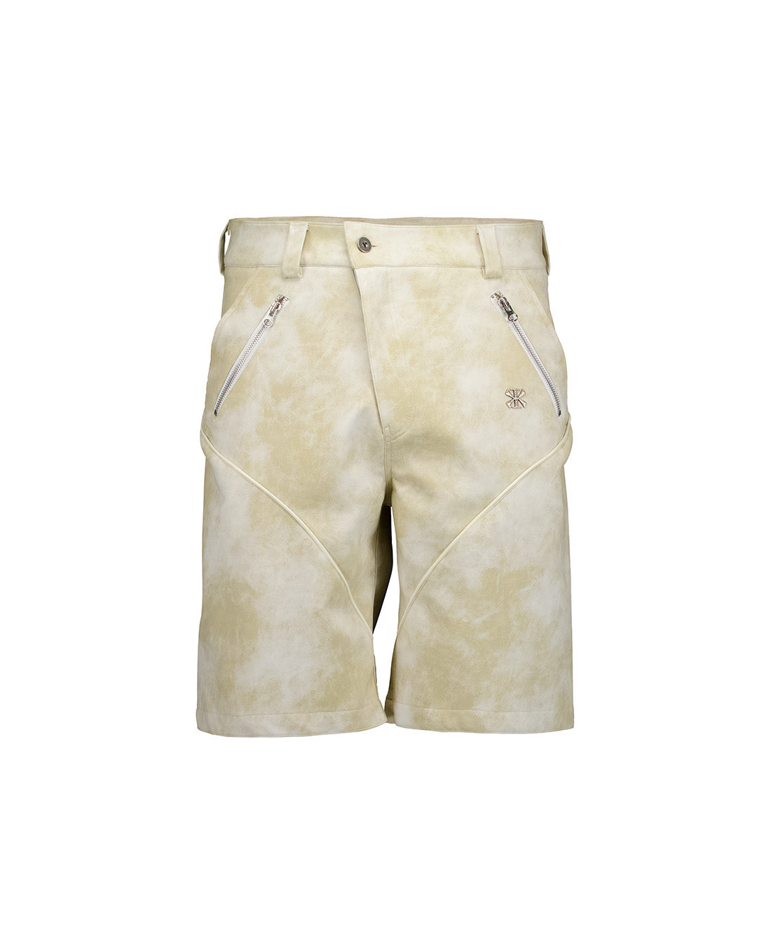 KIMMICK Arrow Trajectory Piped Shorts in Cloudy Ivory, stylish bottoms with piped details and a relaxed fit.