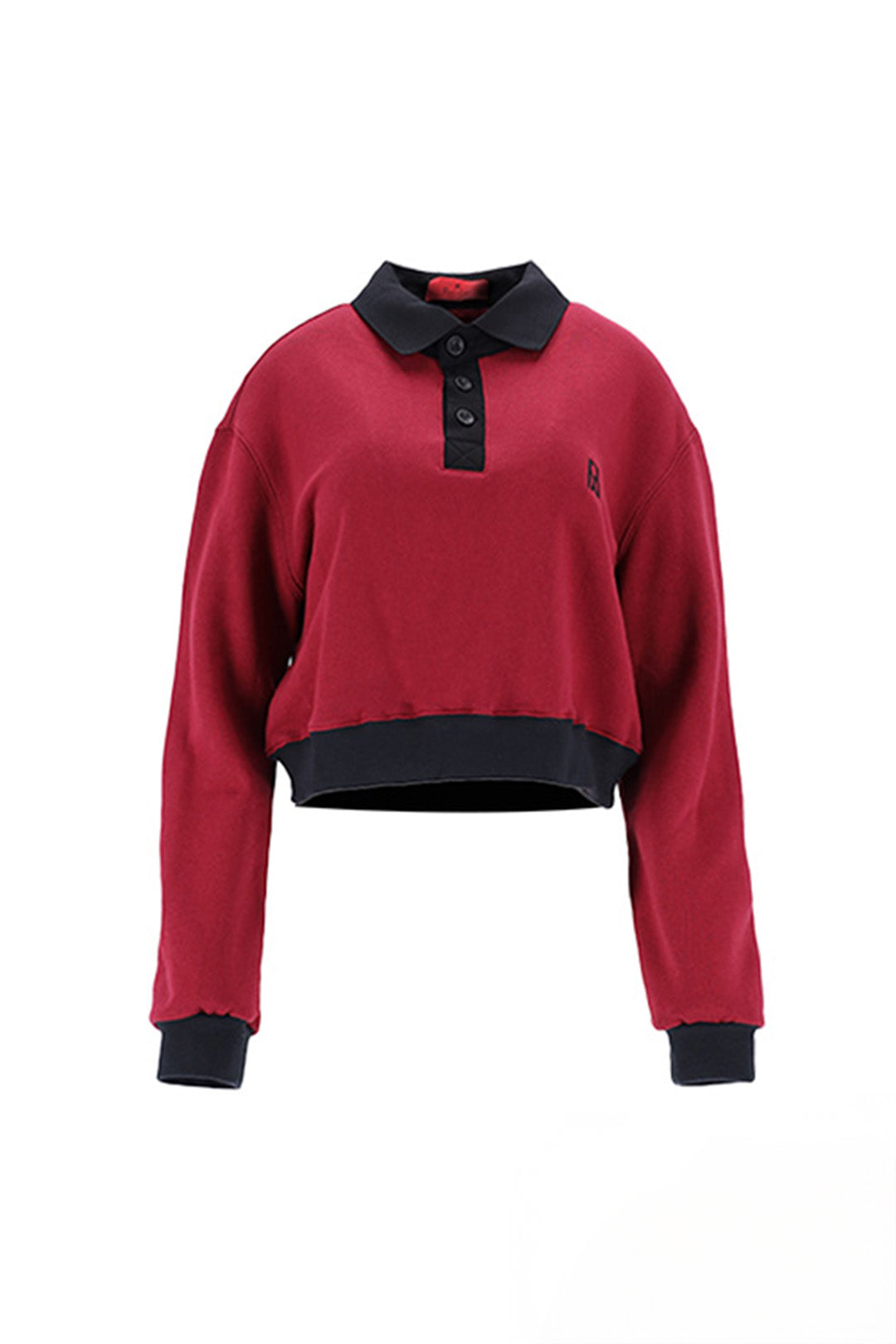 Pique collar Cropped Sweatshirt Burgundy