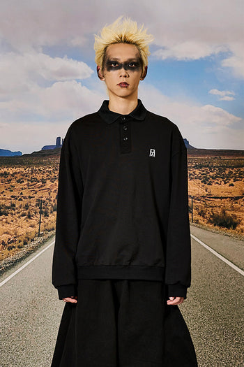 Pique Collar Oversized Fit Sweatshirt