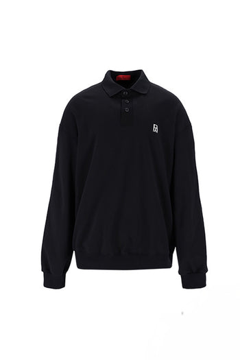Pique Collar Oversized Fit Sweatshirt