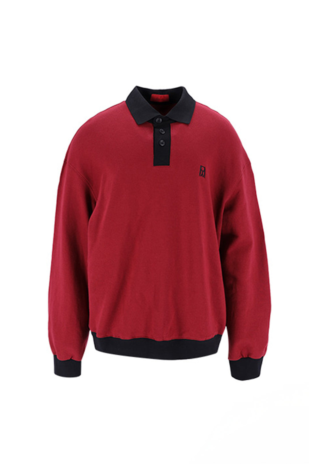 Pique Collar Oversized Fit Sweatshirt Burgundy