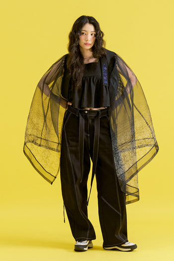 Chrysanthemum Knot Denim Pants