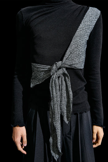 Cowl String Colouration Draped T-shirt Black