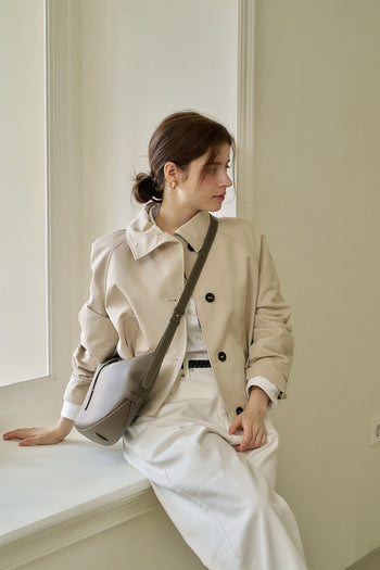 MIULIN Shellie Hobo Bag in Etoupe color, soft leather with adjustable strap and spacious interior, stylish and versatile accessory.