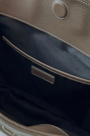 MIULIN Shellie Hobo Bag in Etoupe leather, showcasing its soft texture and stylish shoulder strap on a neutral background.