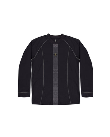 Creviced Patchwork Long Sleeve Black
