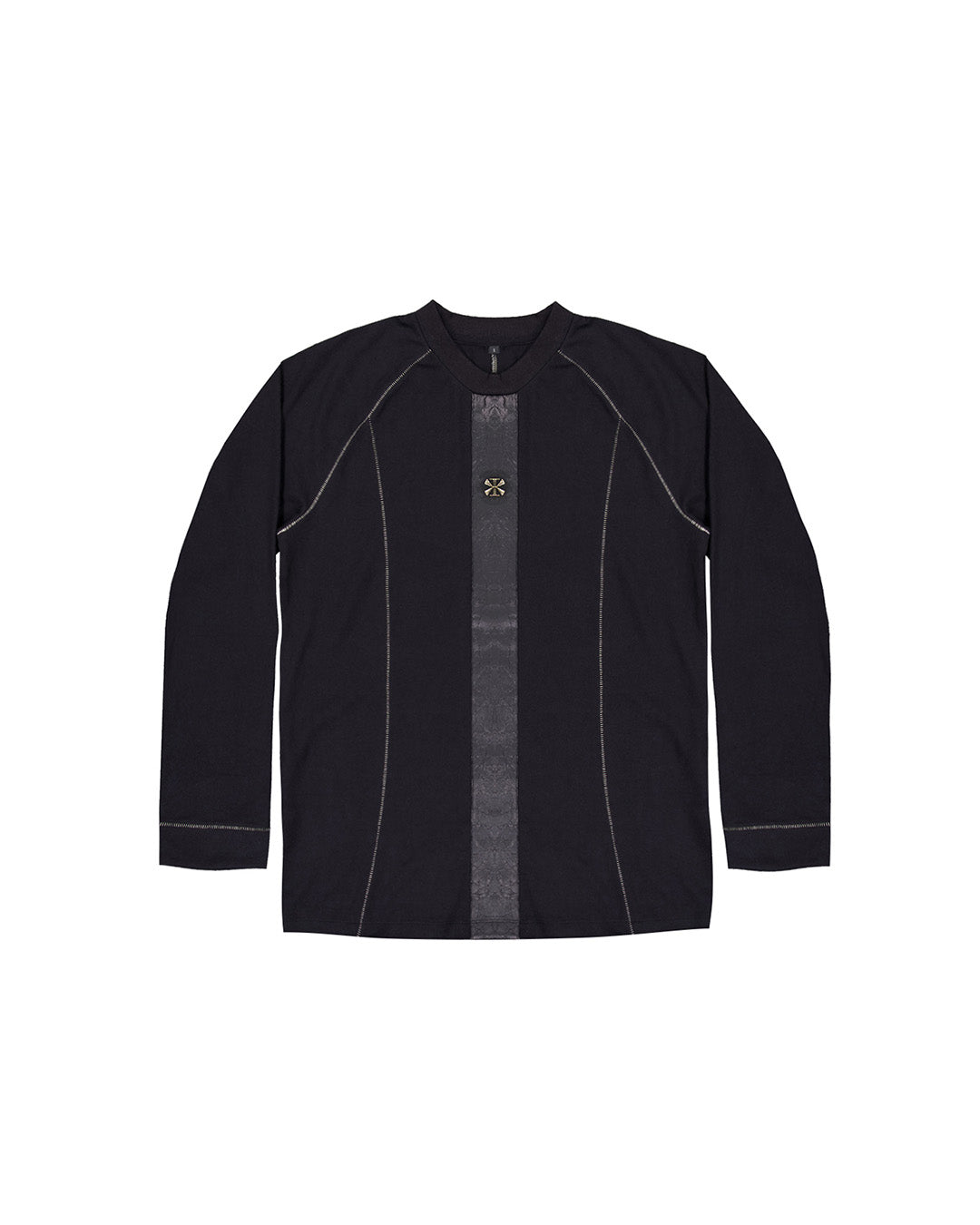Black creviced bite raglan long sleeve top by KIMMICK featuring a textured design and relaxed fit.