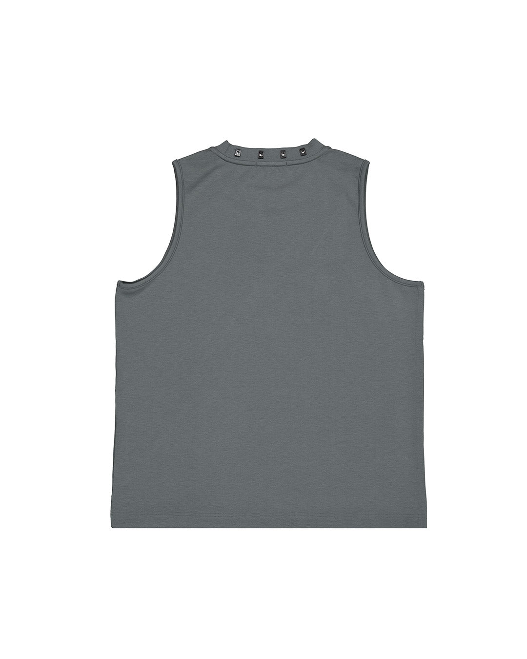 Charcoal sleeveless top with double wound sutured detail from KIMMICK, showcasing a stylish, modern design.
