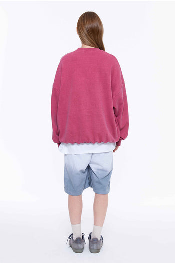 Big Flower Embroidery Pigment Sweatshirt Pink