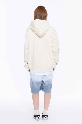 Machine Flower Embroidery Hoodie Cream