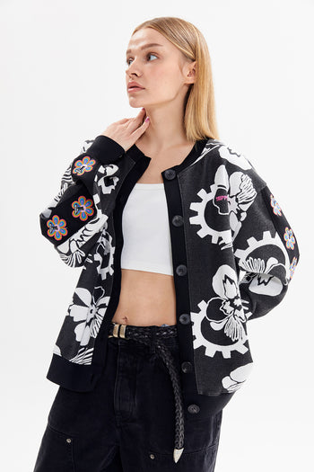 Cogwheel Embroidery Cardigan