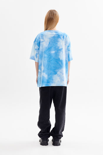 Trippy Machine Graphic Embroidery T-shirt Blue