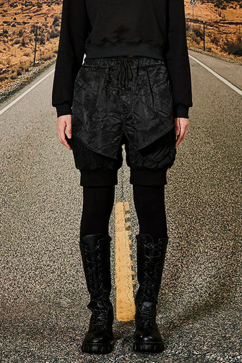 Unbalanced Leggings Baggy Pants Black