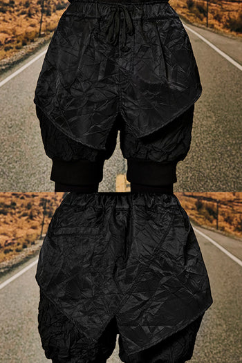 Unbalanced Leggings Baggy Pants Black