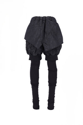 Unbalanced Leggings Baggy Pants Black
