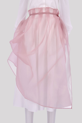 Black Charlock No-Bang See-Through Skirt by Ahhorn, lightweight and flowy bottoms with transparent fabric and one-size fit.