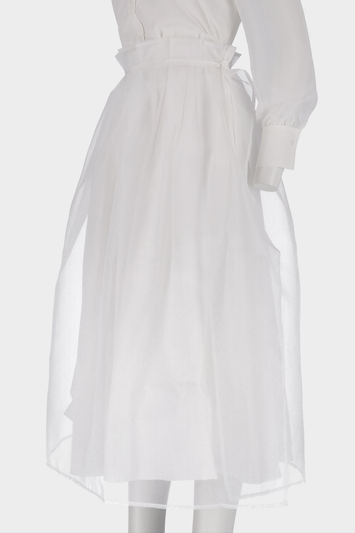 Black Charlock No-Bang See-Through Skirt by Ahhorn, stylish lightweight bottoms with sheer fabric and one-size fit.