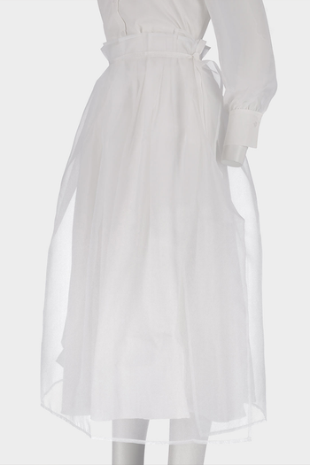 Black Charlock No-Bang See-Through Skirt by Ahhorn, stylish lightweight bottoms with sheer fabric and one-size fit.