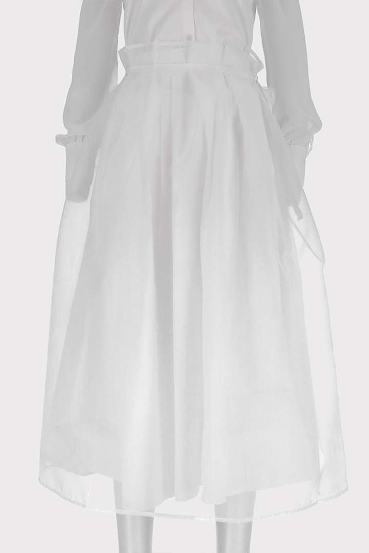 Black Charlock No-Bang See-Through Skirt by Ahhorn, stylish and lightweight bottoms with transparent fabric and one-size fit.