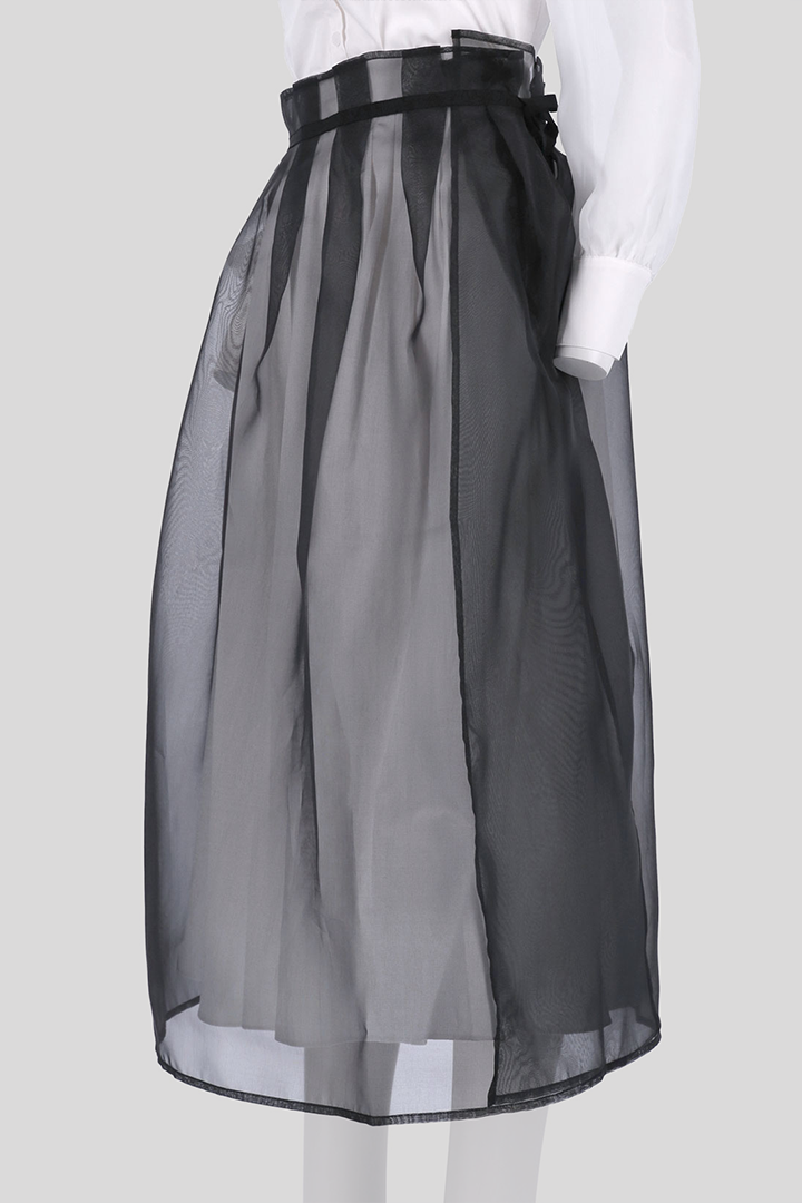 Black Charlock No-Bang See-Through Skirt by Ahhorn, lightweight and sheer bottoms with a stylish, transparent design.
