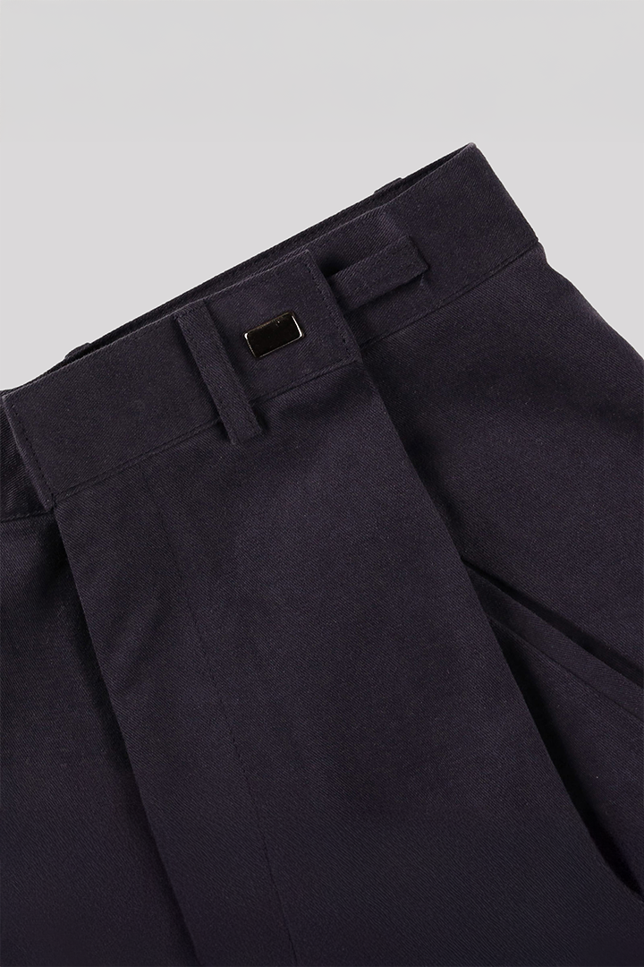 Navy Peach Balloon Double Wide Trousers by Ahhorn, featuring a relaxed fit and wide-leg design, displayed on a plain background.
