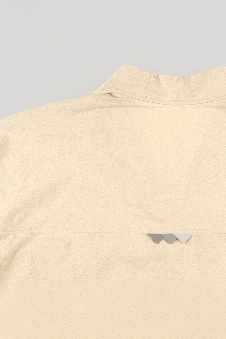 Beige casual Hanbok Mokpan collar shirt by Lee Jun Won, made by Ahhorn, featuring traditional-inspired design and comfortable fit.