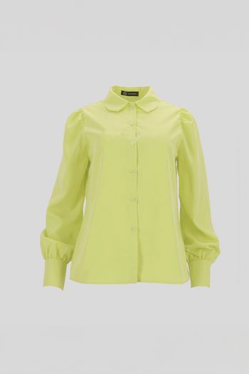 Beige tile-shaped curved blouse from Ahhorn, stylish shirt with unique geometric design and comfortable fit.