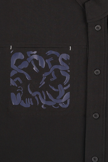 Black casual hanbok Mokpan collar shirt by Lee Jun Won for Ahhorn, featuring traditional-inspired design and comfortable fit.