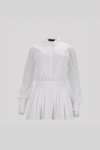 Black tile-shaped curved chiffon blouse from Ahhorn, featuring a stylish shirt design with a relaxed fit.