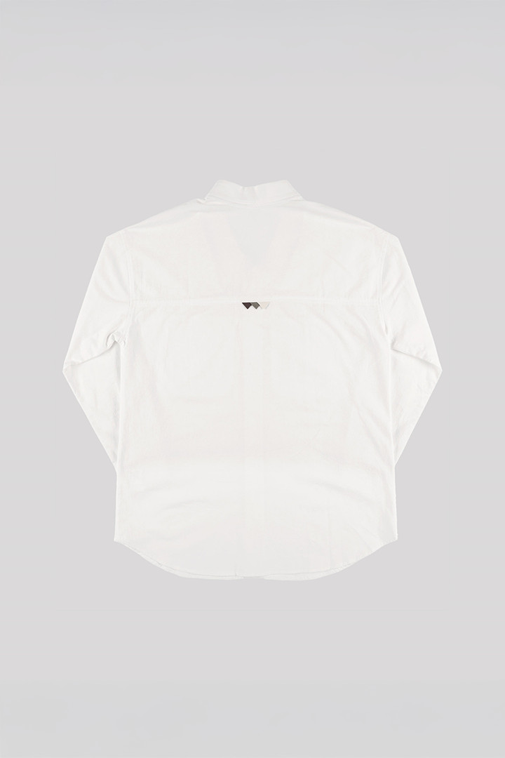 White casual Hanbok Mokpan collar shirt for women by Ahhorn, featuring traditional-inspired design and comfortable fit.