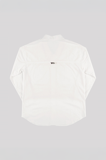 White casual Hanbok Mokpan collar shirt by Lee Jun Won from Ahhorn, featuring traditional-inspired design and comfortable fit.