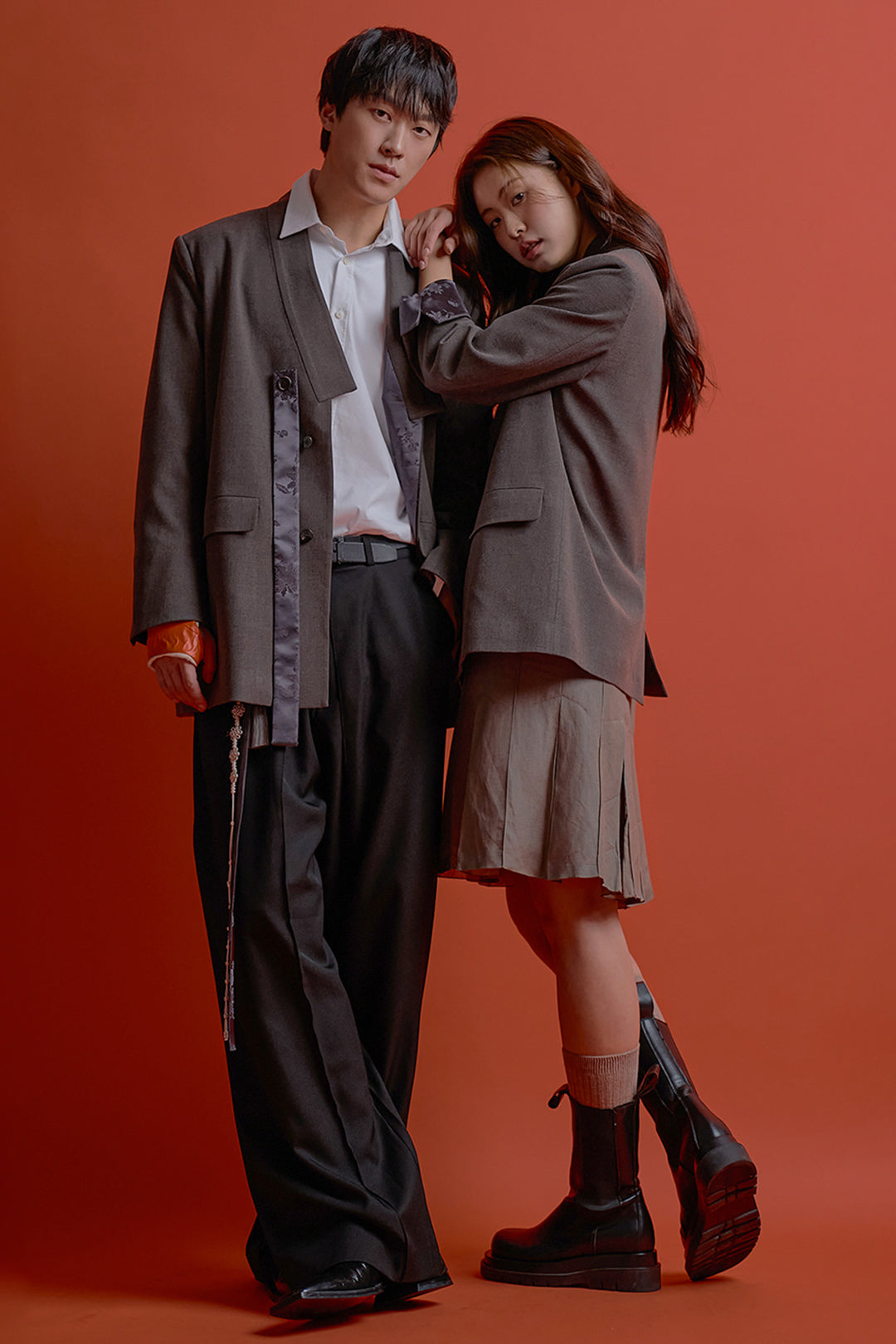 Black Korean traditional collar blazer for women by CCOMAQUE, featuring a stylish and tailored blazer design.