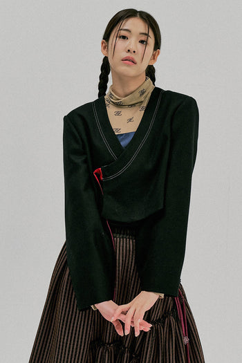 Ccomaque cropped stitch jacket for women, stylish jacket with stitched details, one size, casual outerwear for everyday wear.