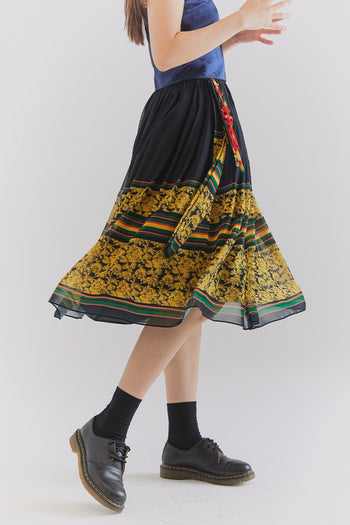 Black Seurandan chiffon skirt by CCOMAQUE, flowing and lightweight, one-size fits all, stylish and elegant for casual or dressy wear.