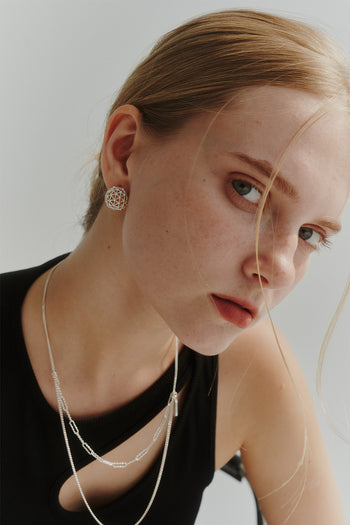Chambriller Moonlight Ball Combi Earring featuring a spherical moonlight design on a stylish earring.