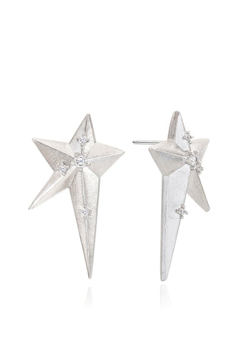 Silver Midnight White earring by Chambriller featuring a sleek, modern design with a polished finish.
