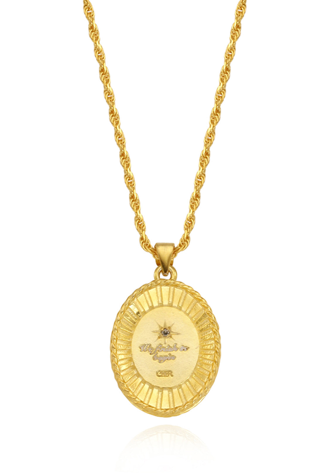 Chambriller gold necklace featuring horizon Amazonite pendant, elegant jewelry piece with a sleek, one-size design.