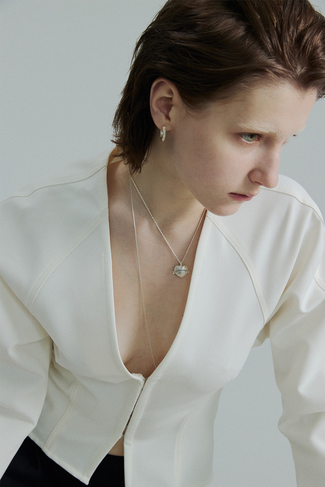 Silver romantic heart chain necklace by Chambriller featuring a delicate heart pendant on a fine chain.