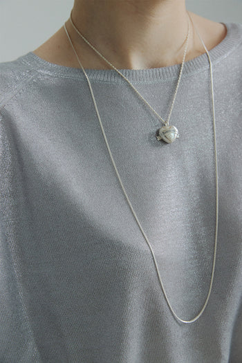 Silver Romantic Heart Chain Necklace by Chambriller featuring a delicate heart pendant on a sleek chain.