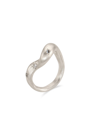 Chambriller silver ring with multi-color milkyway design, showcasing vibrant, swirling colors on a sleek band.