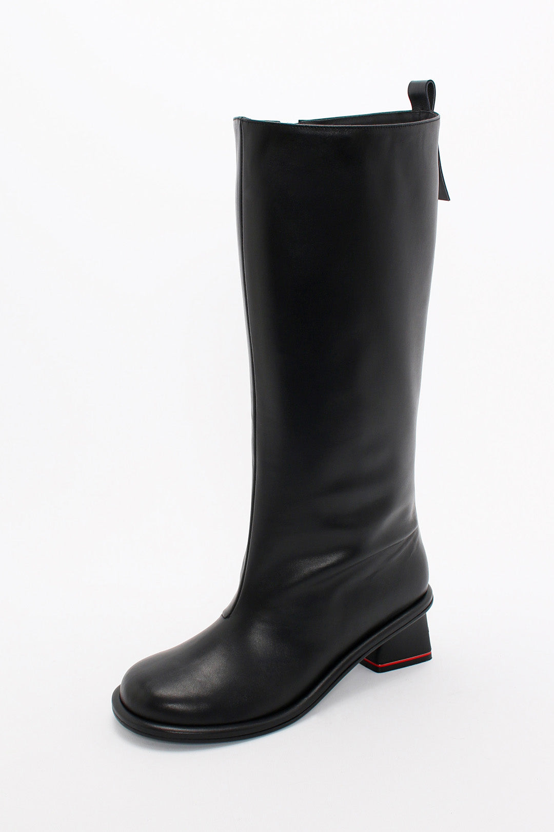 Black Moon Long Boots by Finoacinque featuring sleek leather design and knee-high length, perfect for stylish winter wear.