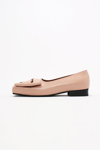 Finoacinque light pink IA Bow ballerina flat shoes with a decorative bow on the toe, stylish and comfortable footwear for women.