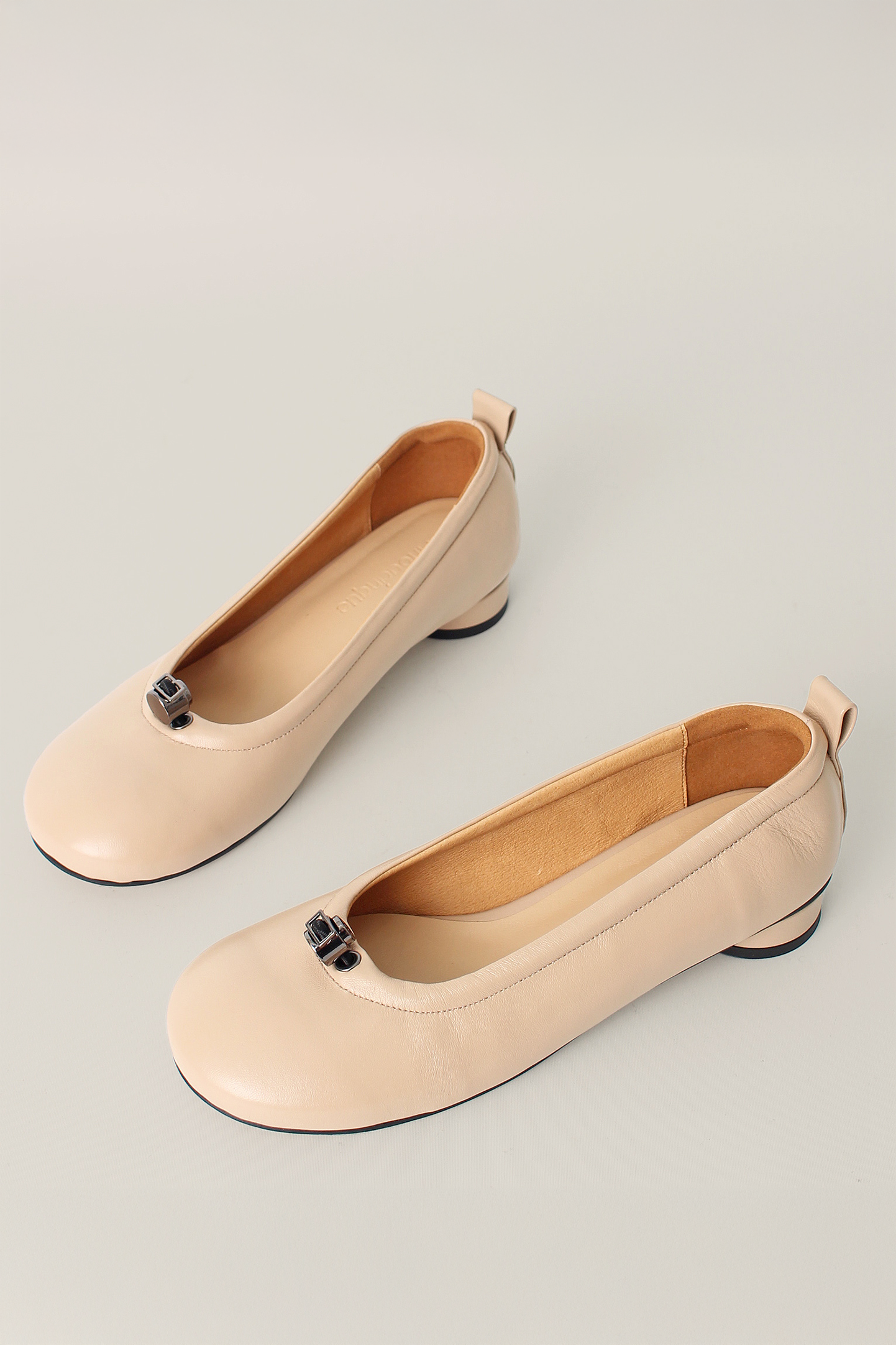 Finoacinque Ngela pink beige round toe stopper flat shoes, stylish and comfortable footwear for casual wear.