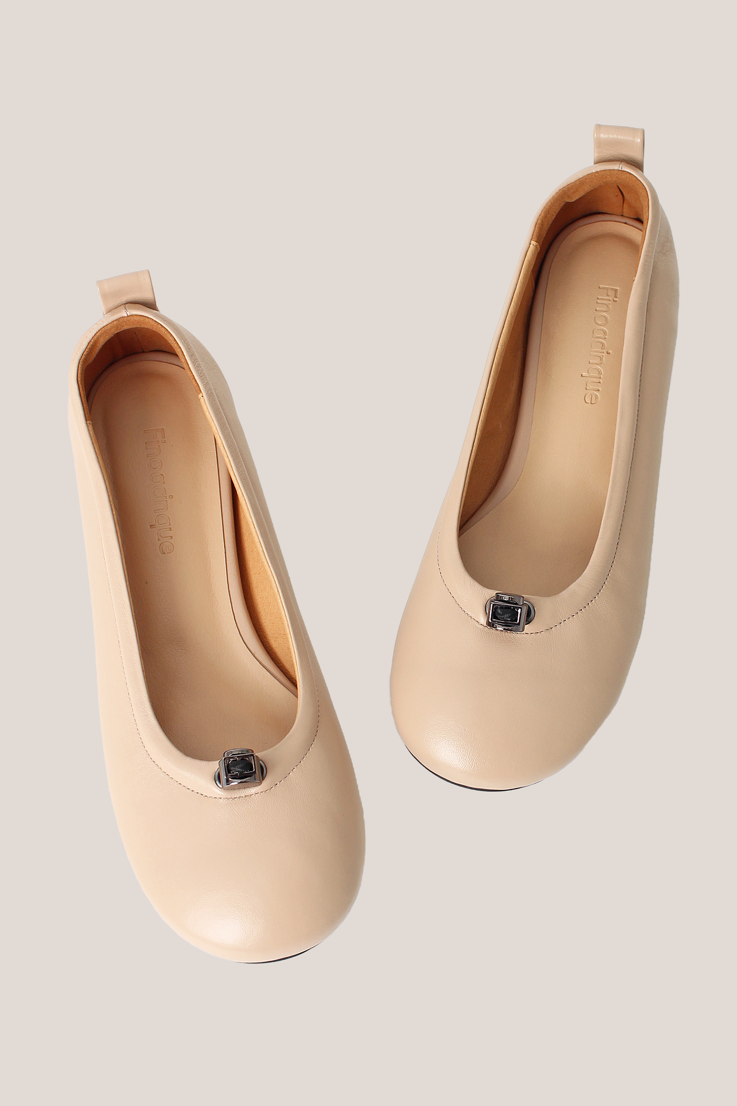 Finoacinque Ngela pink beige round toe stopper flat shoes, stylish and comfortable footwear for casual wear