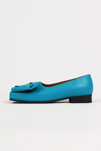 Turquoise Finoacinque IA Bow Ballerina flat shoes with a sleek design and bow detail, perfect for casual and elegant wear.