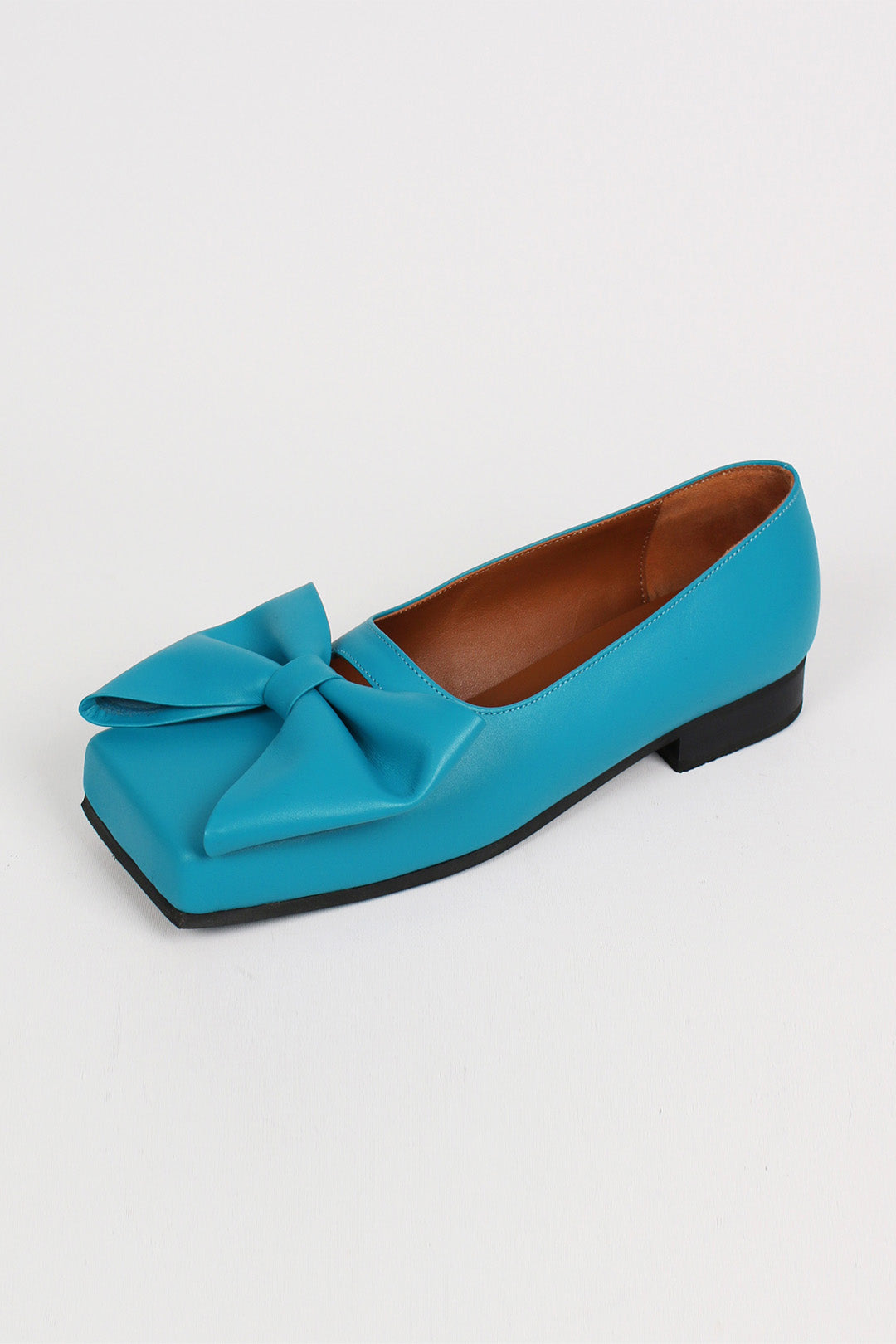 Turquoise Finoacinque IA Bow Ballerina flat shoes with bow detail, stylish and comfortable for casual wear.