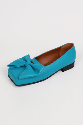 Turquoise Finoacinque IA Bow Ballerina flat shoes with bow detail, stylish and comfortable for casual wear.